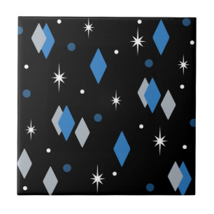 Carreau Diamants de l'âge de l'espace bleu noir