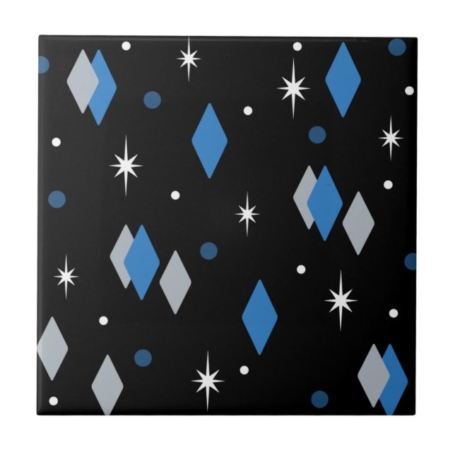 Carreau Diamants de l'âge de l'espace bleu noir (Devant)