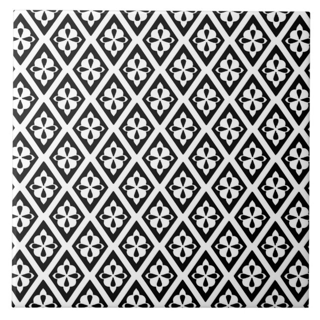 Carreau Diamants médiévaux - noir et blanc (Devant)