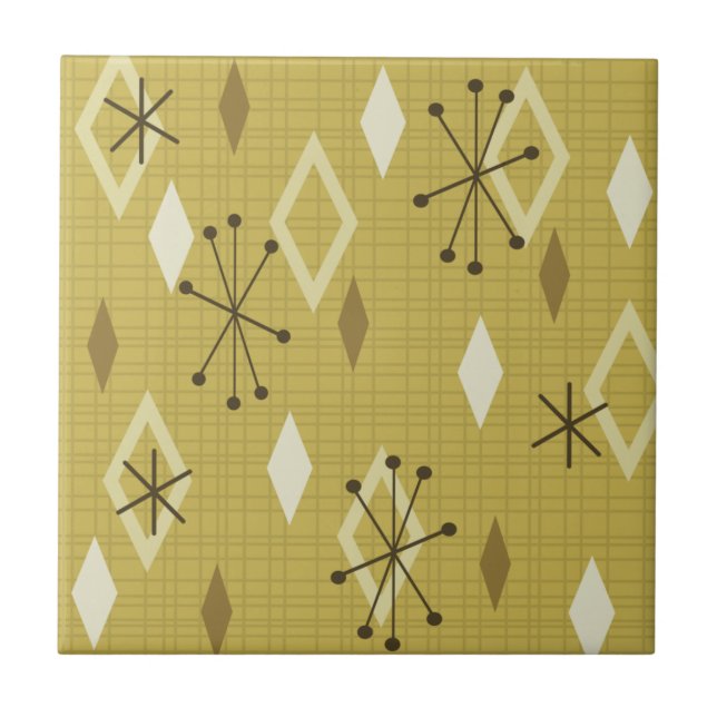 Carreau Diamants modernes du milieu du siècle Jaune (Devant)