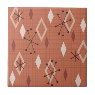 Carreau Diamants modernes du milieu du siècle Orange