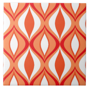Carreau Diamants, orange et blanc modernes de la moitié du