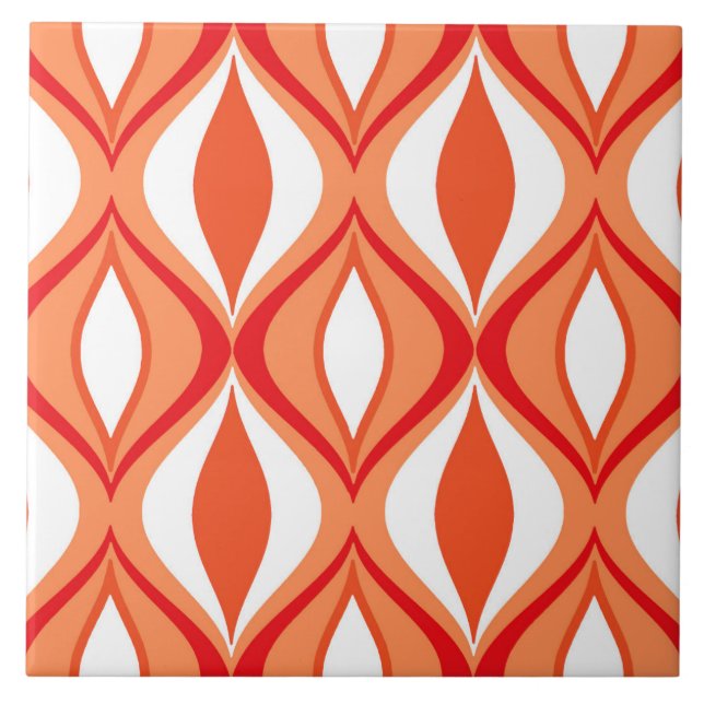 Carreau Diamants, orange et blanc modernes de la moitié du (Devant)