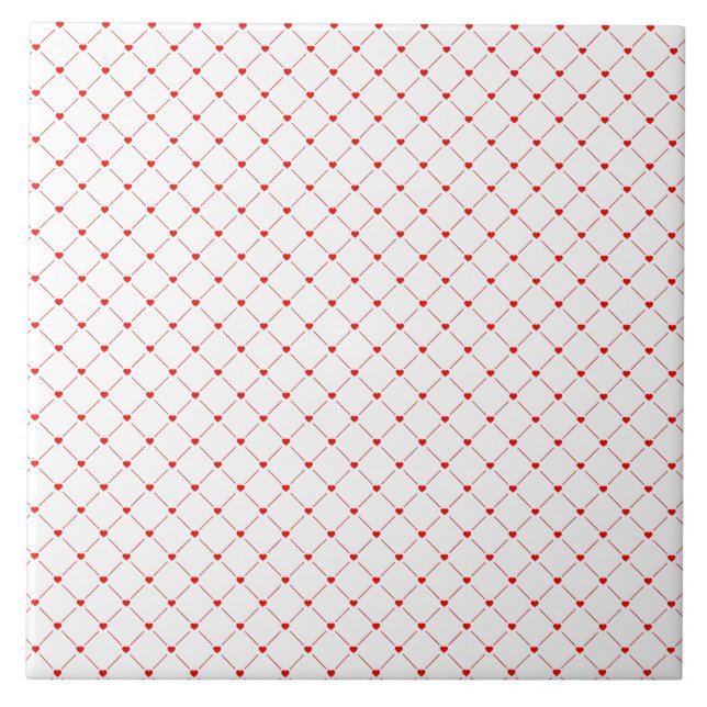 Carreau Diamond Shaped Red Heart & Line Art (Devant)