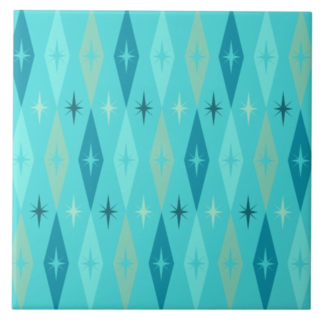 Carreau Diamonds Stars Turquoise de 1950 atomique (Devant)