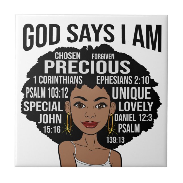 Carreau Dieu dit que je suis Black Christian Femmes Melani (Devant)