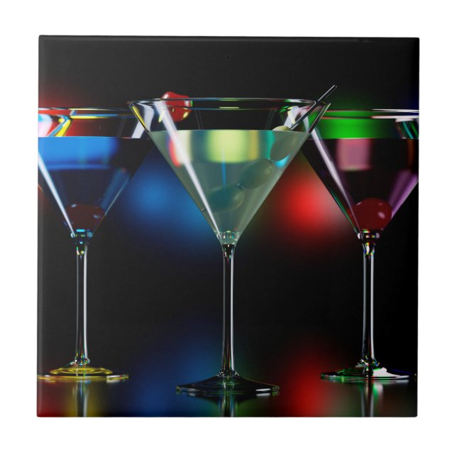 Carreau Différents cocktails dans des lunettes à martini é (Devant)