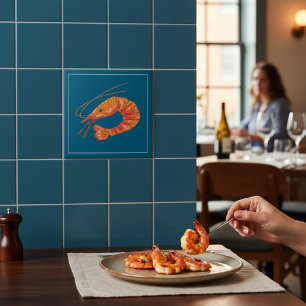 Carreau d'illustration de crevettes orange fruits