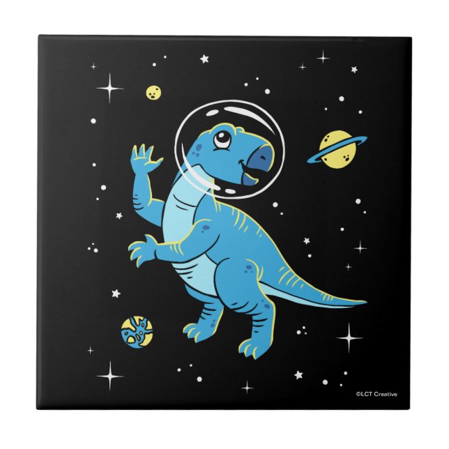 Carreau Dinos Rhabdodon Bleu Dans L'Espace (Devant)
