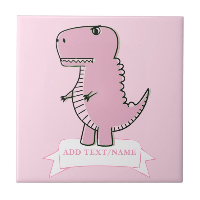 Carreau Dinosaure de bébé rose Dessin personnalisé (Devant)