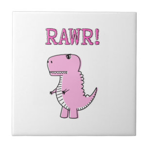 Carreau Dinosaure T-Rex De Caricature Rose Cuisine Et Colo
