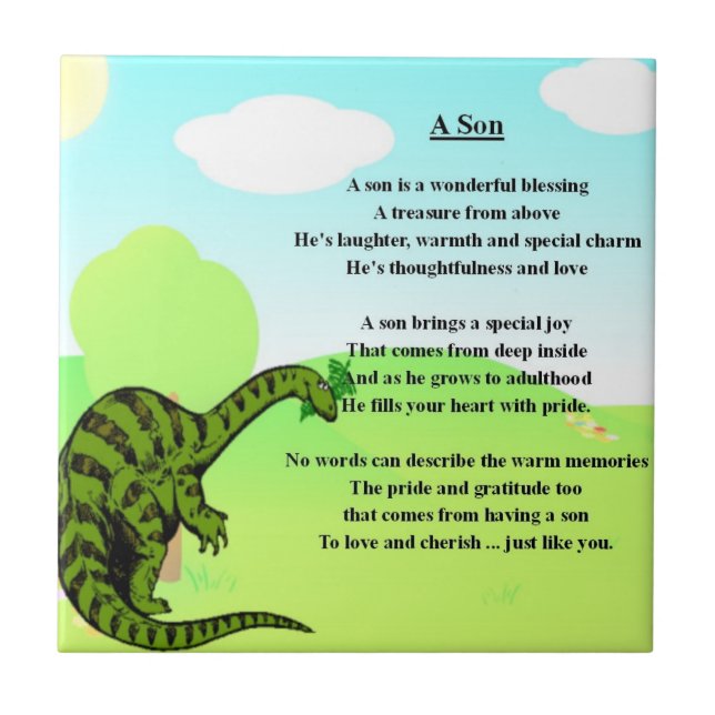 Carreau Dinosaure - tuile de poème de fils (Devant)
