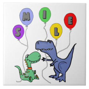 Carreau Dinosaures de T-rex avec des ballons souriants