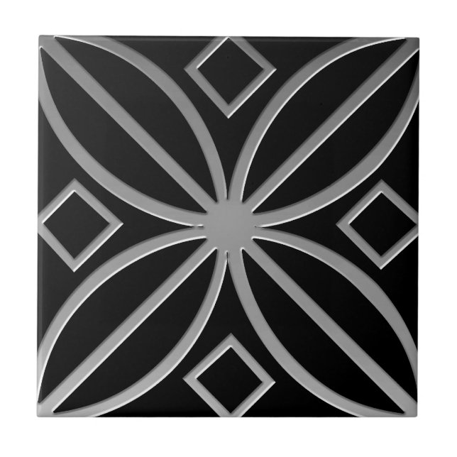 Carreau d'inspiration celtique # 4 gris Acier inox (Devant)