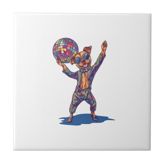 Carreau Disco Dog Delight � Funny 70s Party Pup (Devant)