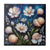 Disposition florale élégante avec coquillages
