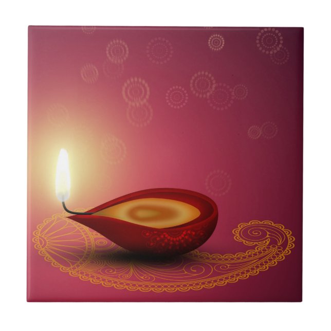 Carreau Diwali Diya, une mosaïque en céramique (Devant)