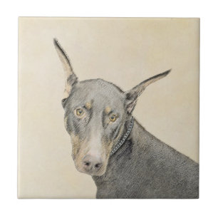 Carreau Doberman Pinscher Peinture - Art Chien original