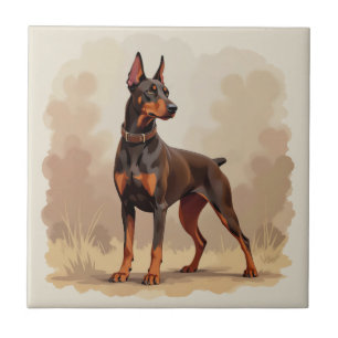 Carreau Dobermann Pinscher Chien Marron Rouille Rouge