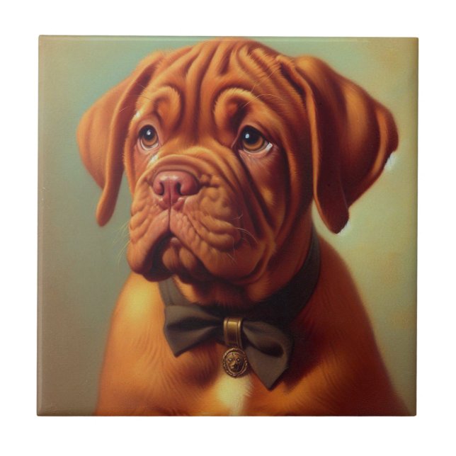 Carreau Dogue vintage de Bordeaux Peinture (Devant)