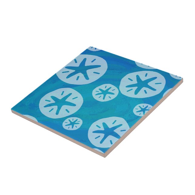Carreau Dollar de sable blanc et Motif bleu (Côté)