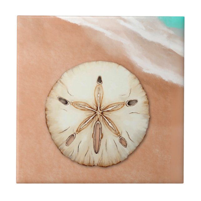 Carreau Dollar de sable d'aquarelle sur la plage (Devant)