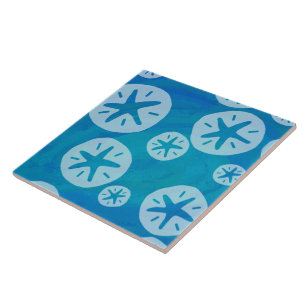 Carreau Dollar de sable Motif blanc et bleu