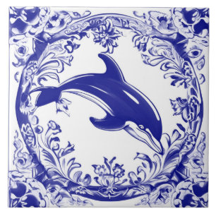 Carreau Dolphin Navy Blue and White Sea Ocean Beach House