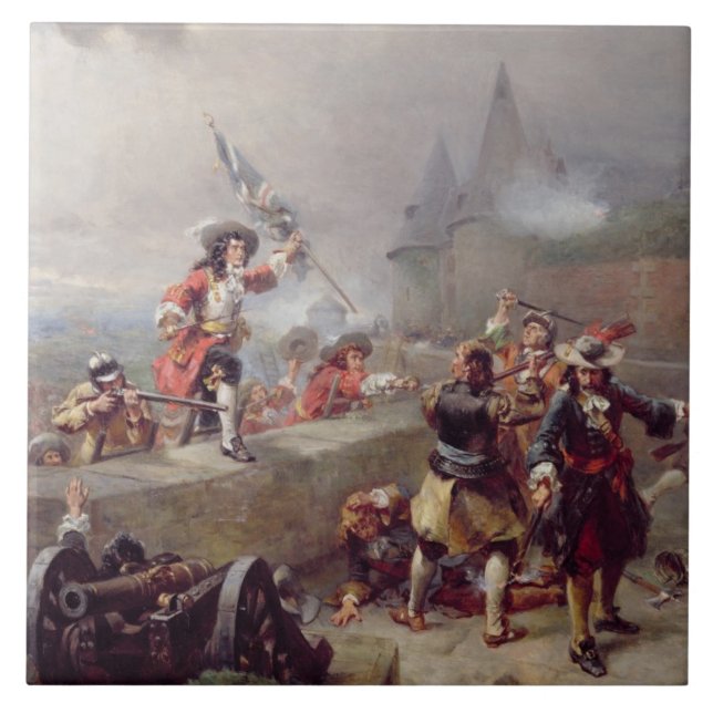 Carreau Donnant l'assaut à les remparts (huile sur la (Devant)