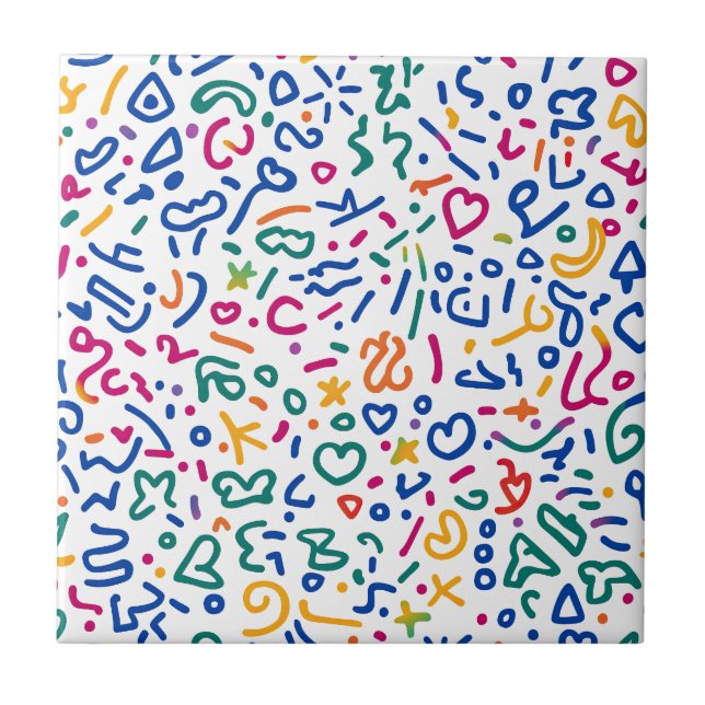 Carreau Doodle amusant coloré formes vibrantes (Devant)