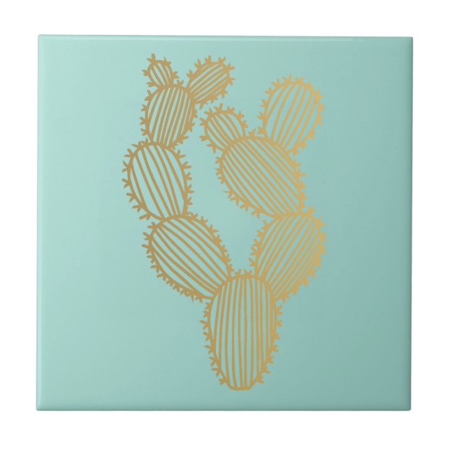 Carreau Doodle de Cactus Prickly Gold (Devant)