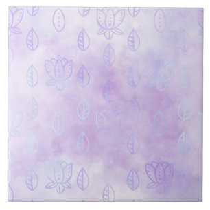 Carreau Doodles floraux sur la brume pourpre