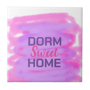 Carreau Dorm doux doré rose violet aquarelle texte