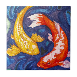 Carreau Double conception de poissons de Koi