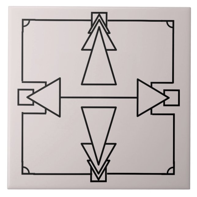 Carreau Double flèche Art déco sur carrelage noir et argen (Devant)