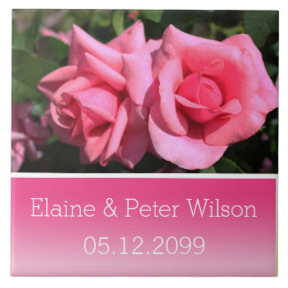 Carreau Double rose fleurs rose chaud mariage anniversaire