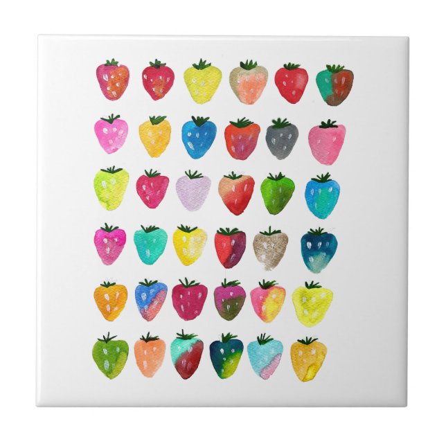 Carreau Douceur fraise mignonne aquarelle de fruit mignon (Devant)