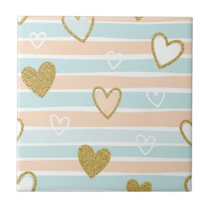 Carreau Doux motif pastel cœur rayé