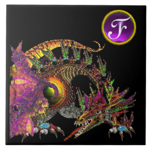 CARREAU DRAGO, DRAGON D'IMAGINAIRE, MONOGRAMME DE PIERRE À