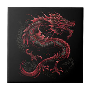 Carreau dragon à tête jaune-verte