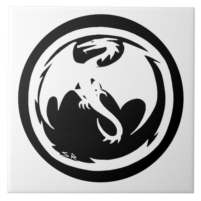 Carreau Dragon blanc grande tuile (Devant)