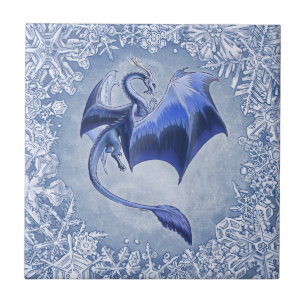 Carreau Dragon Bleu d'hiver Imaginaire Nature Art