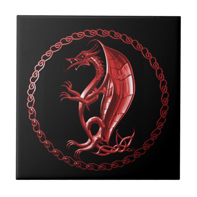 Carreau Dragon celtique rouge (Devant)