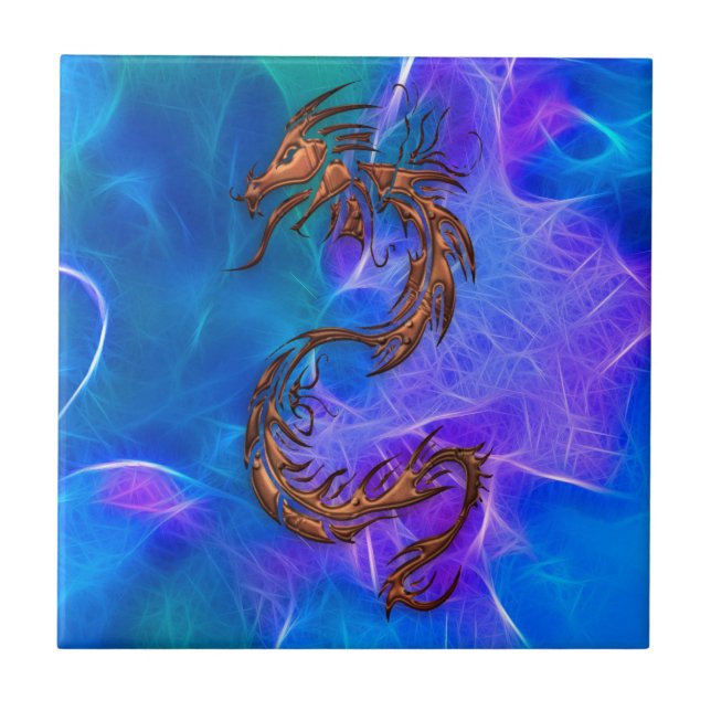 Carreau Dragon chinois couleur cuivre sur Blues V (Devant)