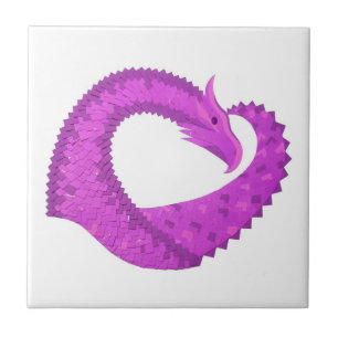 Carreau Dragon de coeur violet clair sur blanc