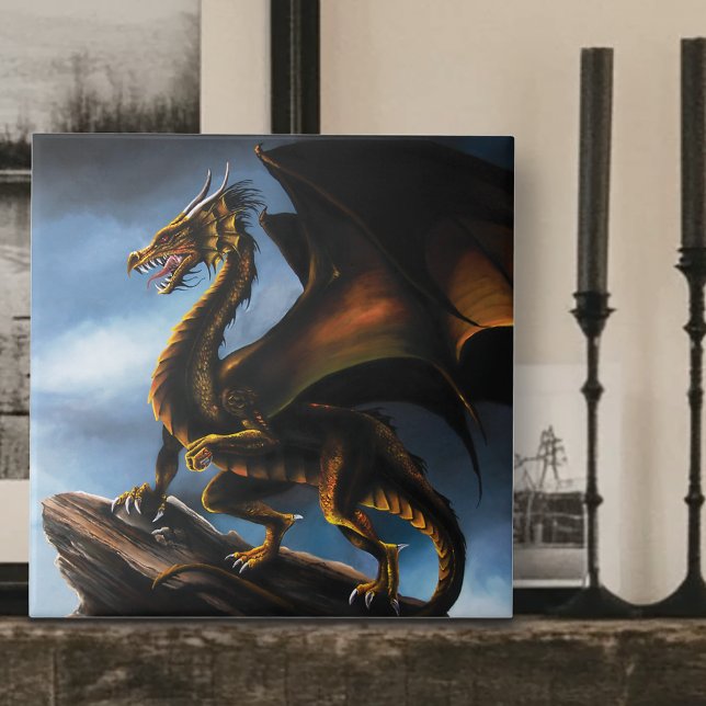 Carreau Dragon noir cuivre or (Créateur téléchargé)
