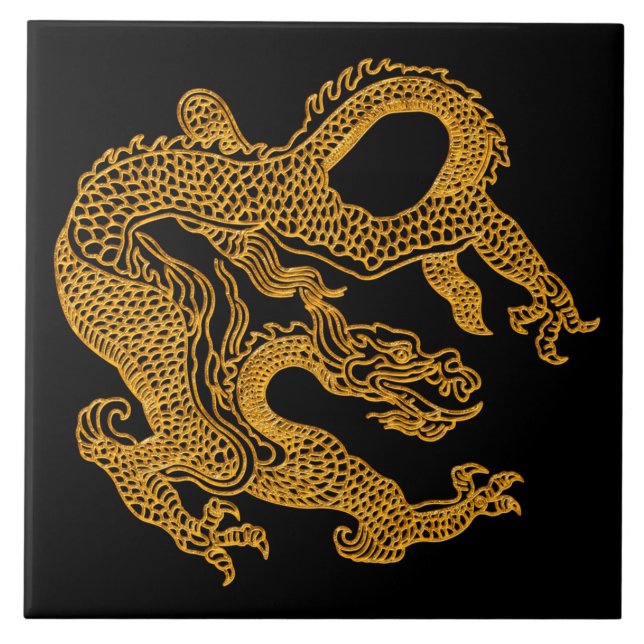 Carreau Dragon oriental d'or 01 (Devant)