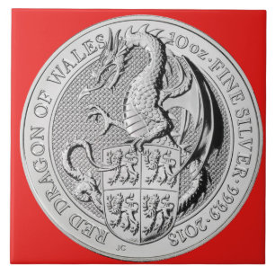 CARREAU DRAGON ROUGE DE PIÈCE DE MONNAIE DU PAYS DE GALLE