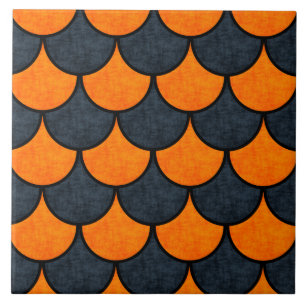 Carreau Dragon Scales in Black and Orange Grunge