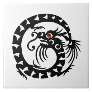 Carreau DRAGON SERPENT, Noir Blanc Rouge